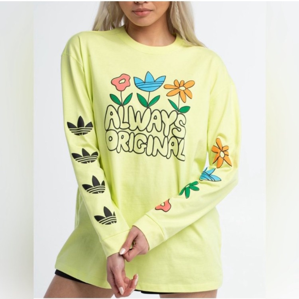 ADIDAS🌷Neon Floral Longsleeve Tee - Picture 3 of 16
